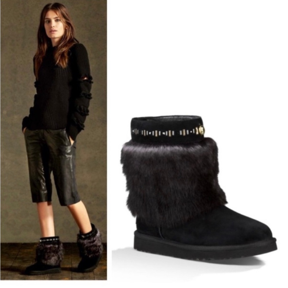 Stylish Black Fur-Trimmed UGG Women's Boots